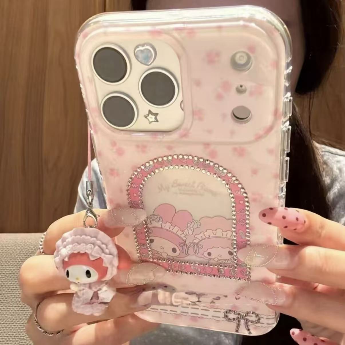 点钻美乐蒂适用iPhone17Promax手机壳小碎花窗台苹果16韩系可爱