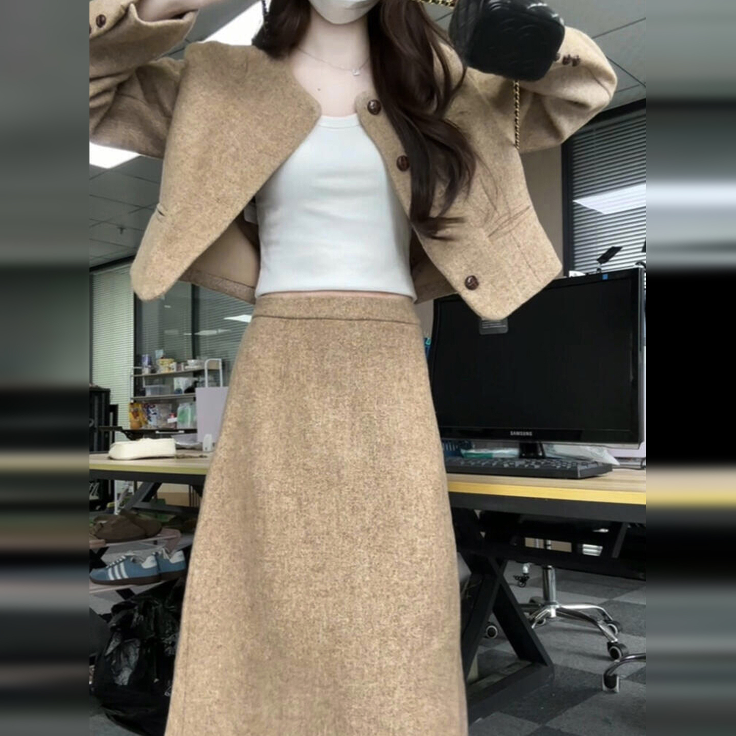 小香风套装连衣裙女款秋冬季2025新款高级感小个子半身长裙一整套