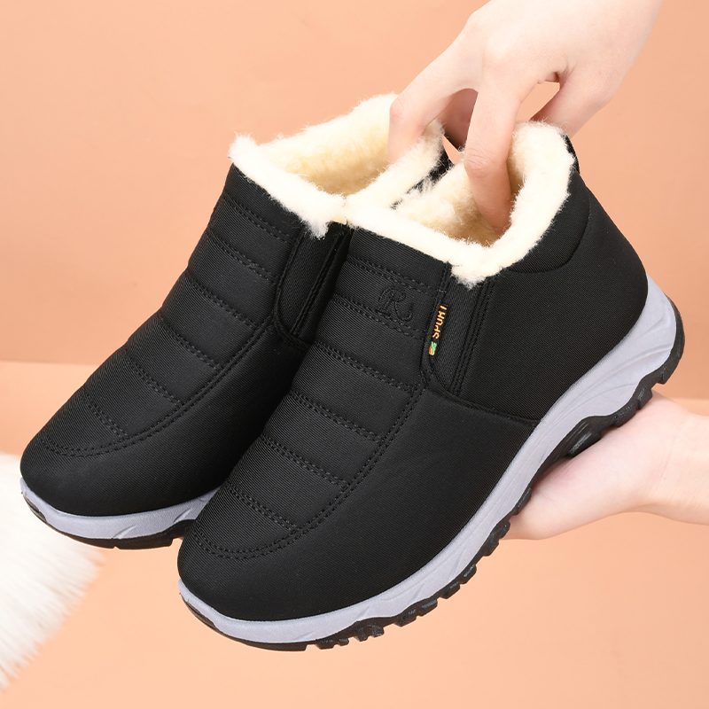 冬季新款老北京加绒加厚棉鞋老人鞋子软底防滑休闲妈妈鞋雪地靴子