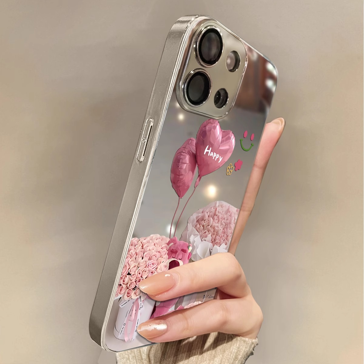 适用于OPPOReno13Pro手机壳玫瑰小熊电镀镜面高级感a2/a3pro硅胶