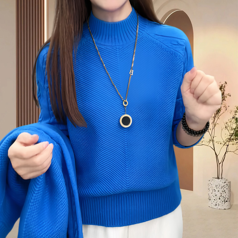 亲肤舒适半高领长袖打底针织衫女秋冬2025新款减龄休闲百搭上衣
