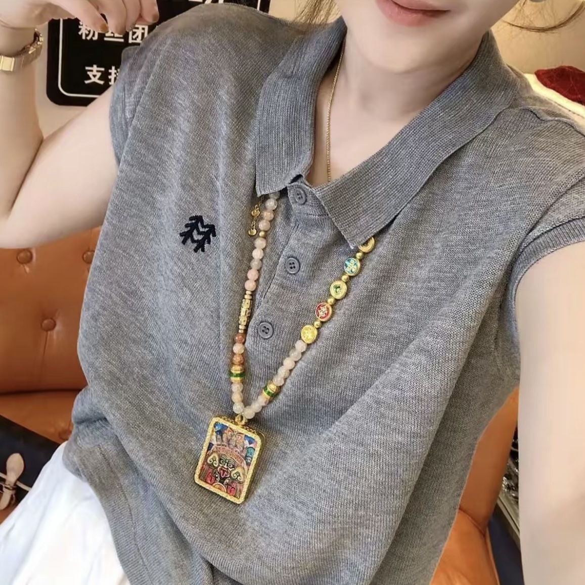 简约百搭轻薄POLO领短袖T恤2025夏季新款显瘦宽松通勤日常上衣女