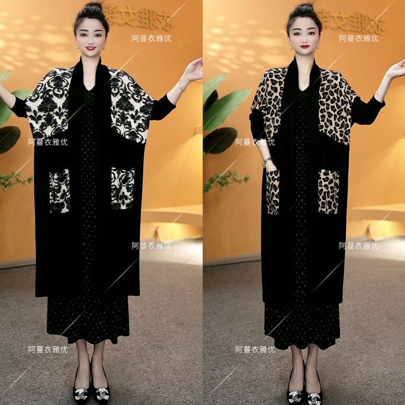 【衣雅严选】8121-1519#新款针织拼接桑丝缎加大蝙蝠袖披肩外套