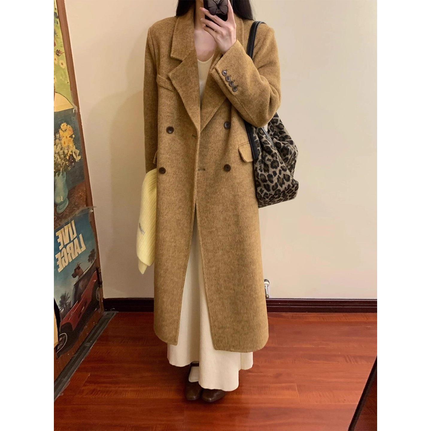 ROUJR LEOK高级感双面大衣女2025秋冬新款毛呢外套小个子赫本风气