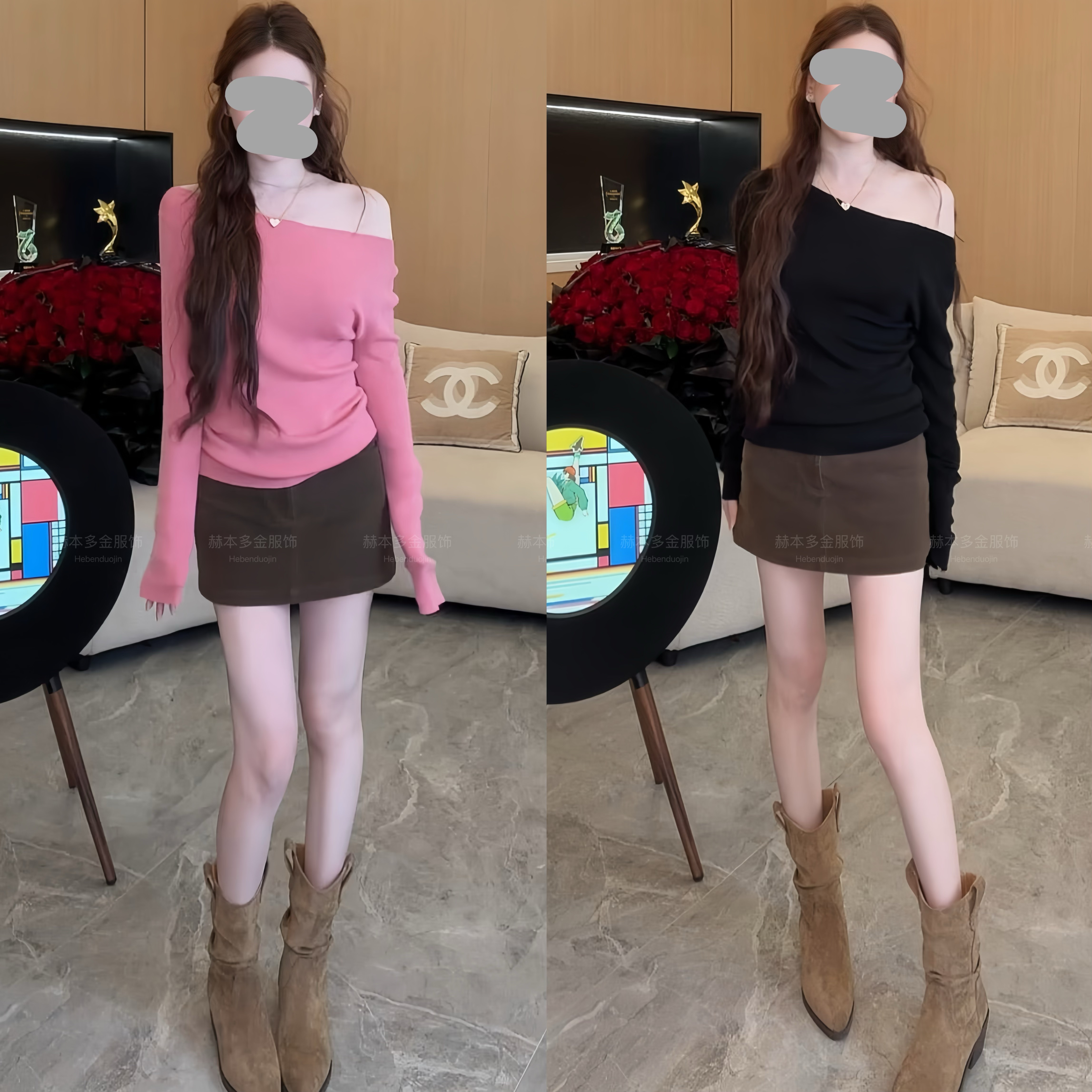 2025秋冬新款松弛感时尚气质百搭设计感针织衫舒适修身半身裙套装