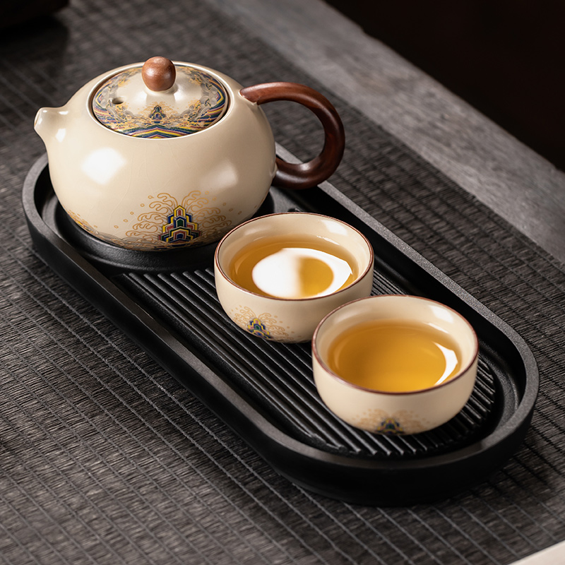 汝窑陶瓷功夫茶具家用轻奢泡茶盖碗茶壶茶杯茶盘全套单人泡茶专用
