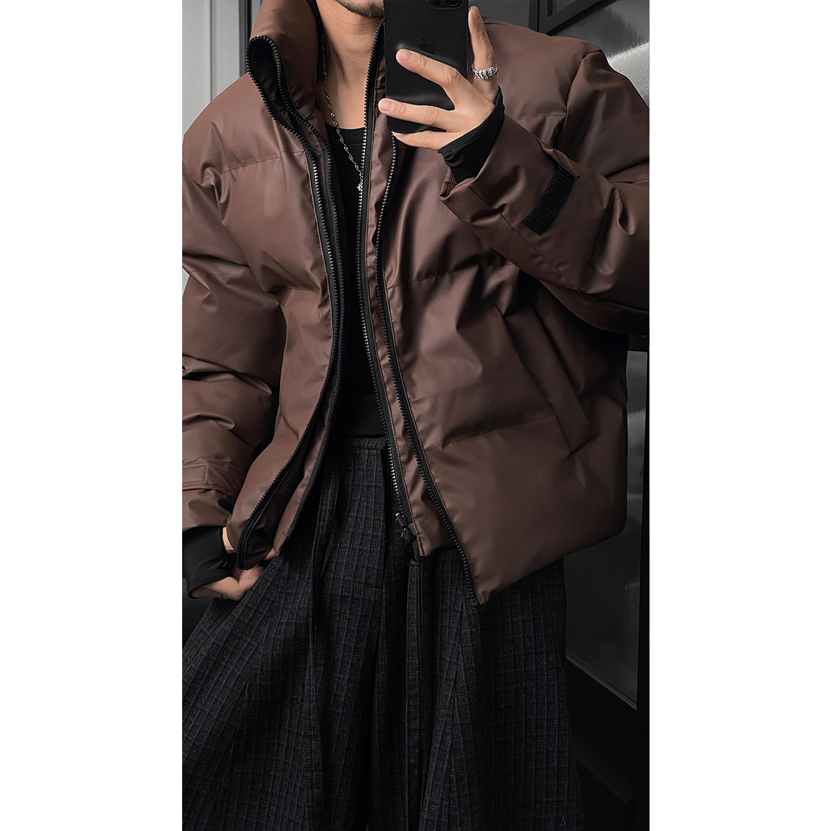 龙叨叨冬季新品高级感痞帅立领棉服男潮牌宽松百搭保暖棉衣外套