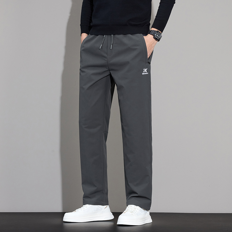 [奥莱专柜]秋冬季加绒加厚新款直筒刺绣口袋拉链休闲裤显高显瘦