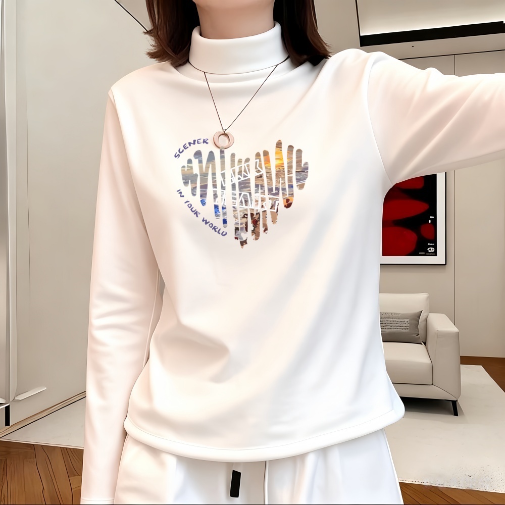 〖送运费险〗半高领德绒打底衫女秋冬休闲时尚百搭加厚保暖修身上衣