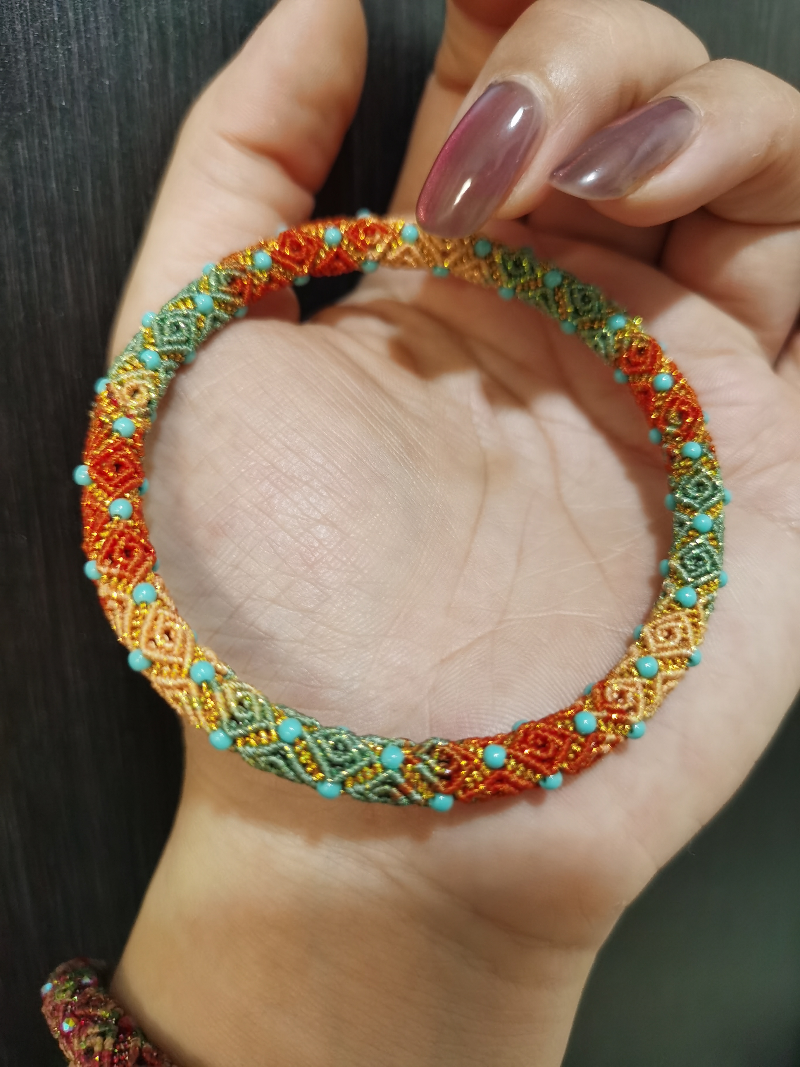 非金属布艺手链 复古时尚百搭编织纯手工编绳工手绳饰品彩色回纹