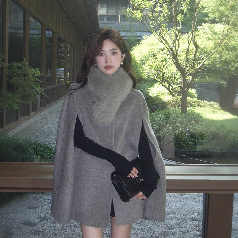 千金风小姐姐秋冬新款双面羊绒大衣女小个子羊毛呢子斗篷外套2025