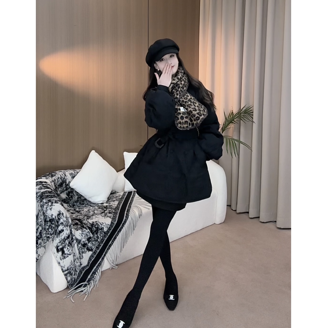 2025冬季爆款韩系小个子3167通勤风中长款菱格收腰夹棉加厚外套