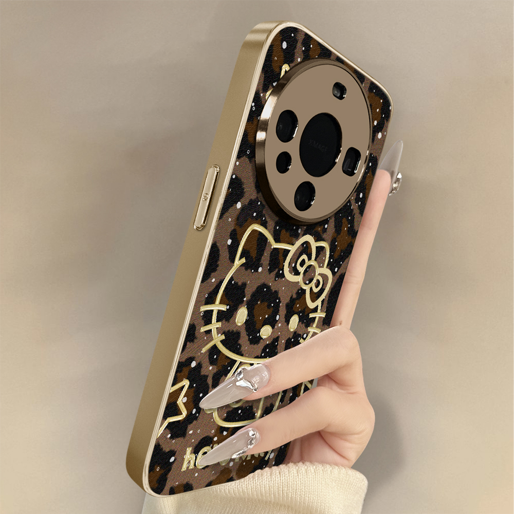 豹纹kt猫华为mate70手机壳适用60新款pura70全包p50镜头40防摔30E