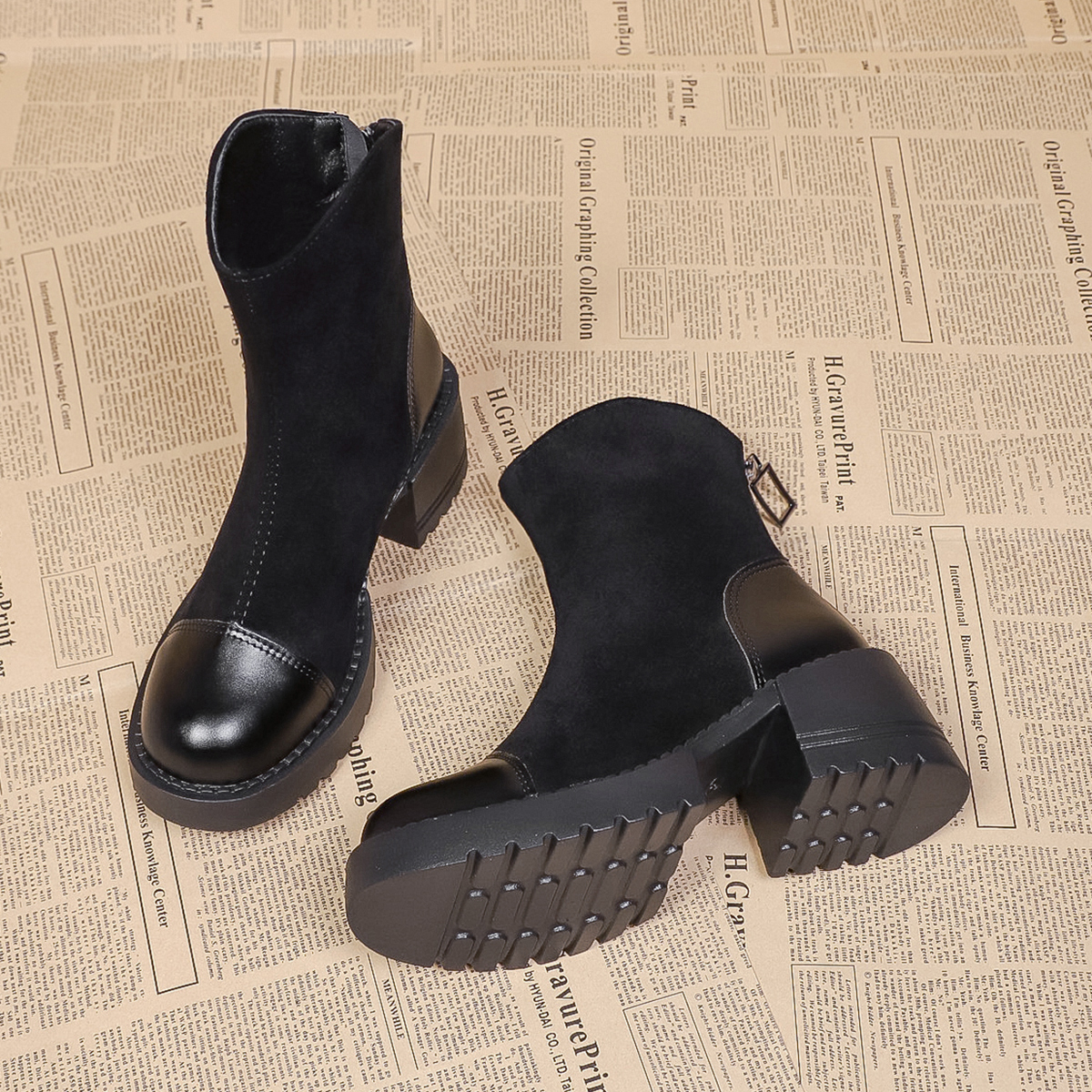 软皮洋气小短靴2025春秋季新款单靴女款马丁靴早秋爆款瘦瘦女靴子