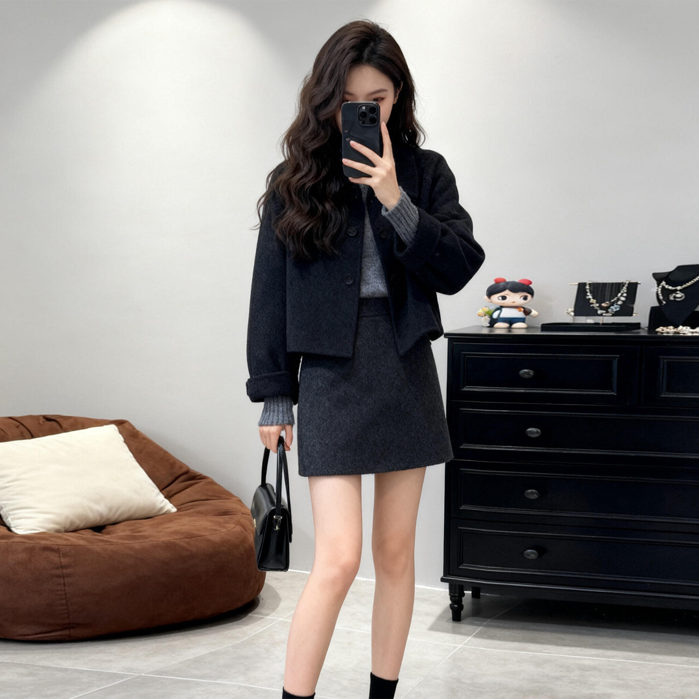 巨好看西装毛呢连衣裙子女装秋冬季2026新款韩系穿搭一整套装短裙