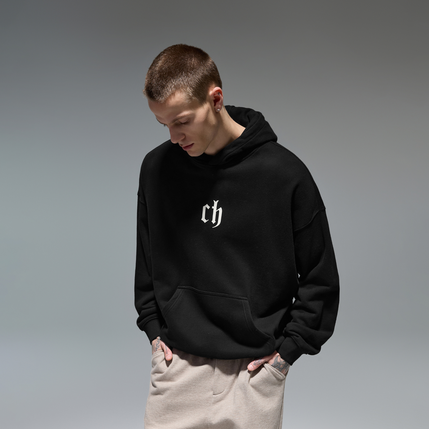 CHINISM CH连帽卫衣重磅休闲套头宽松百搭帽衫SS SC20071117