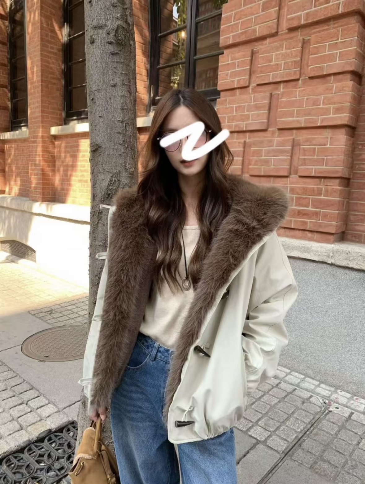 派克服女款短款冬季加厚大衣连帽女士不起球收口袖长袖毛皮草保暖