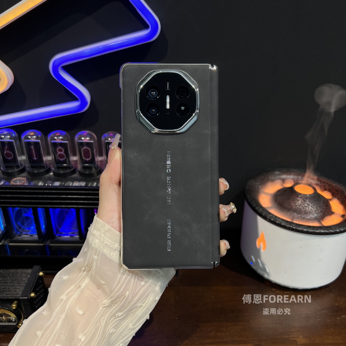 适用于华为matex5手机壳双中轴翻毛皮matex6折叠屏x5保护套x3羊巴