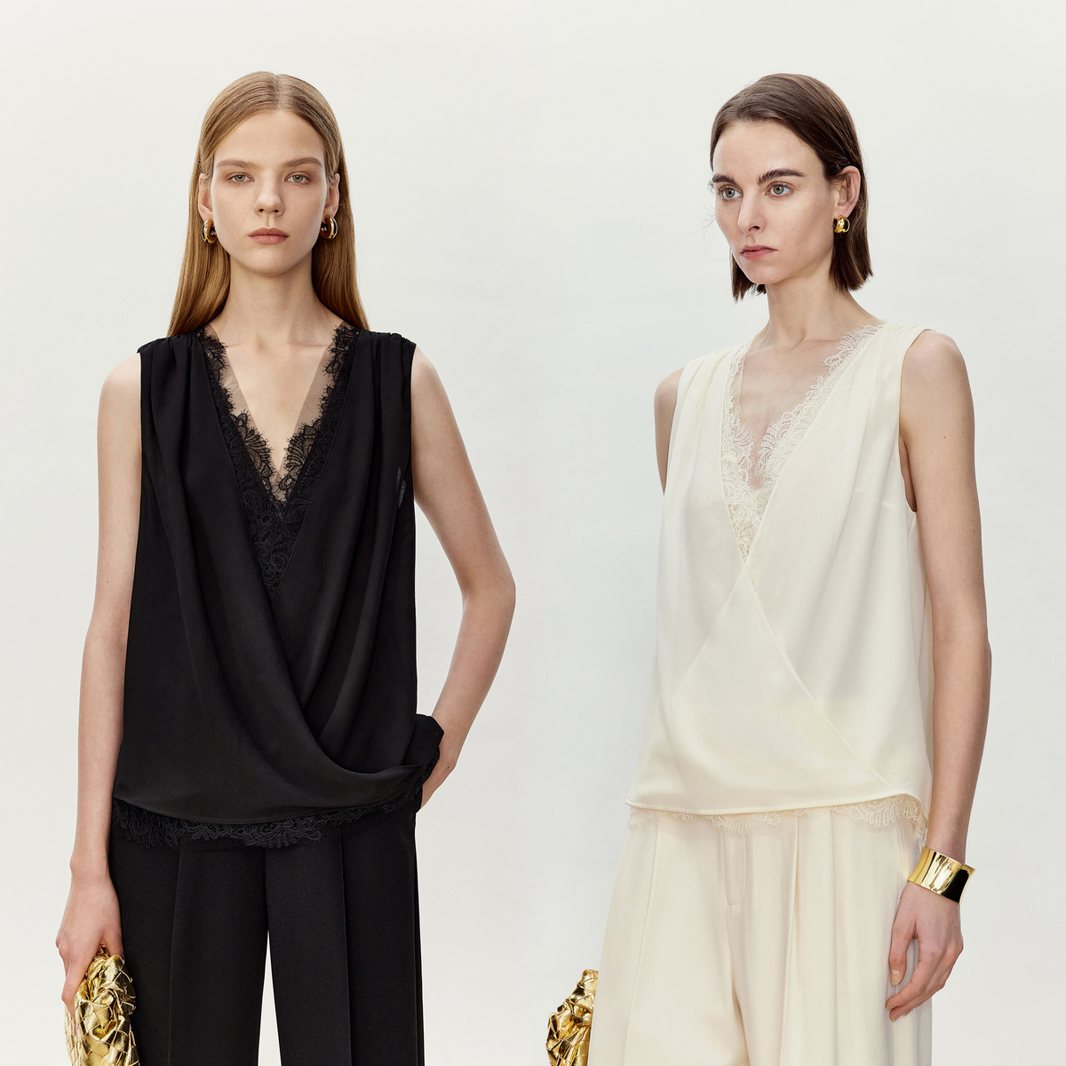 LYNEE 蕾丝V领设计感拼接背心女无袖上衣百搭夏季新品LGD2FSW087