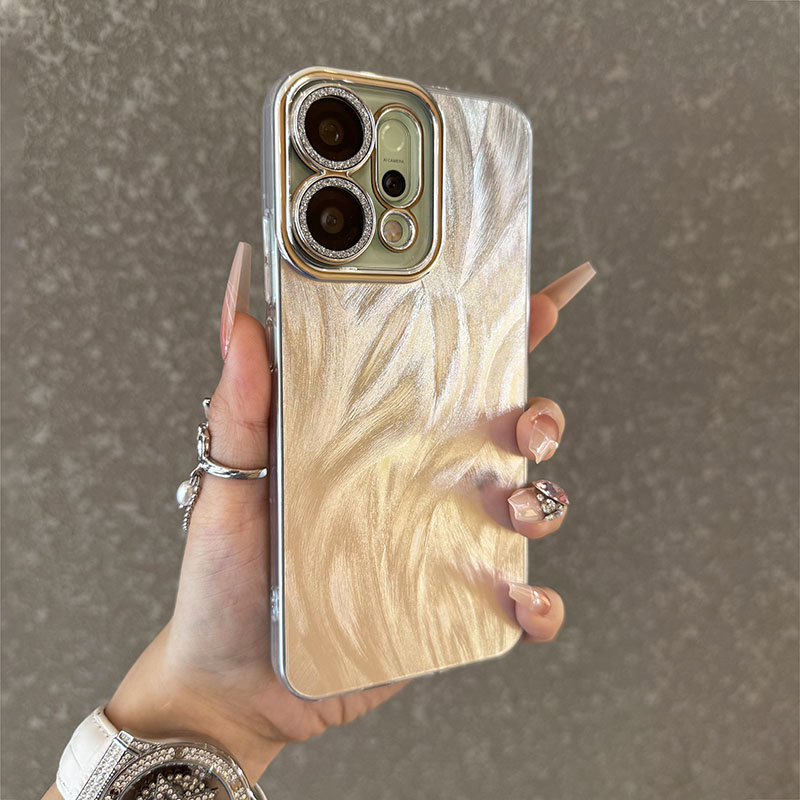 适用于opporeno14手机壳羽纱纹reno14pro带闪粉镜头膜reno13防摔