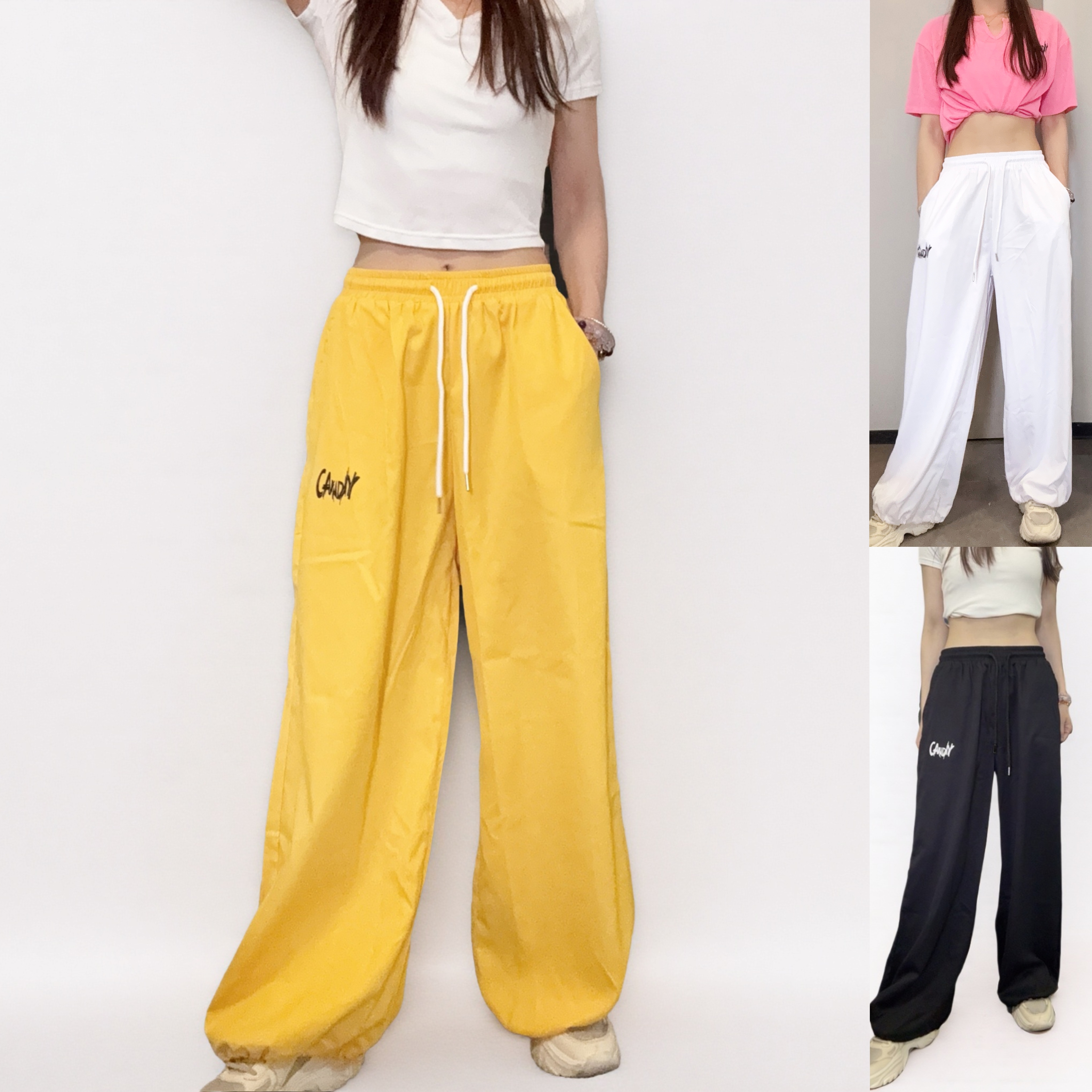 2025新款夏季潮牌休闲裤薄款垂感束脚长裤嘻哈阔腿宽松运动裤