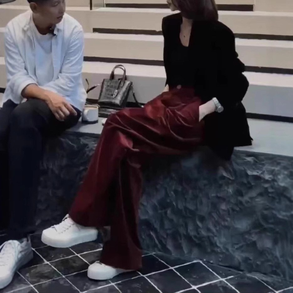 秋季新款洋气黑色长袖西服外套休闲阔腿裤女