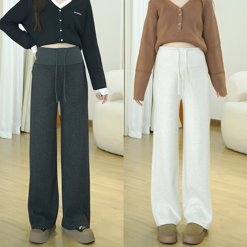 软糯醋酸绵羊毛丨孕妇裤秋冬厚款窄版直筒阔腿裤时尚抽绳托腹裤子