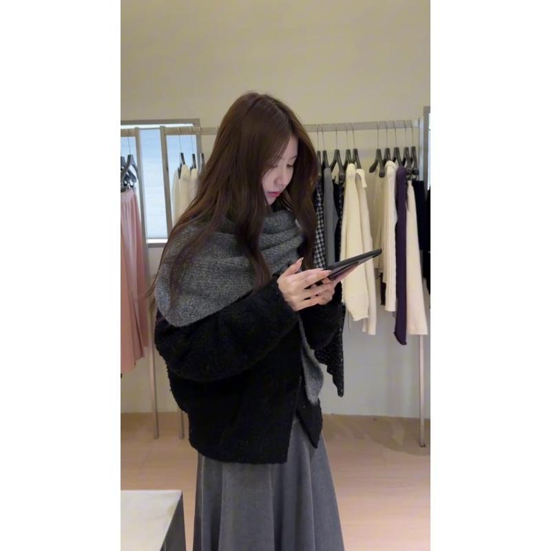 名媛千金风灰色外套搭披肩女2025年秋冬松弛感上衣休闲高腰半身裙