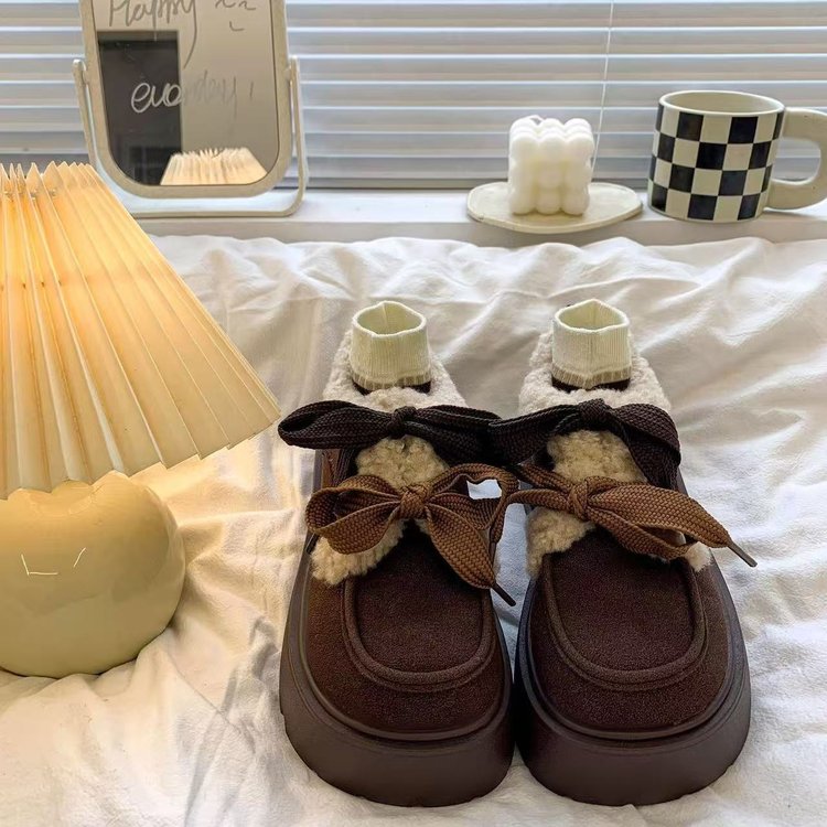 复古短筒雪地靴女2025新款厚底加绒勃肯棉鞋冬季保暖毛防滑鞋底