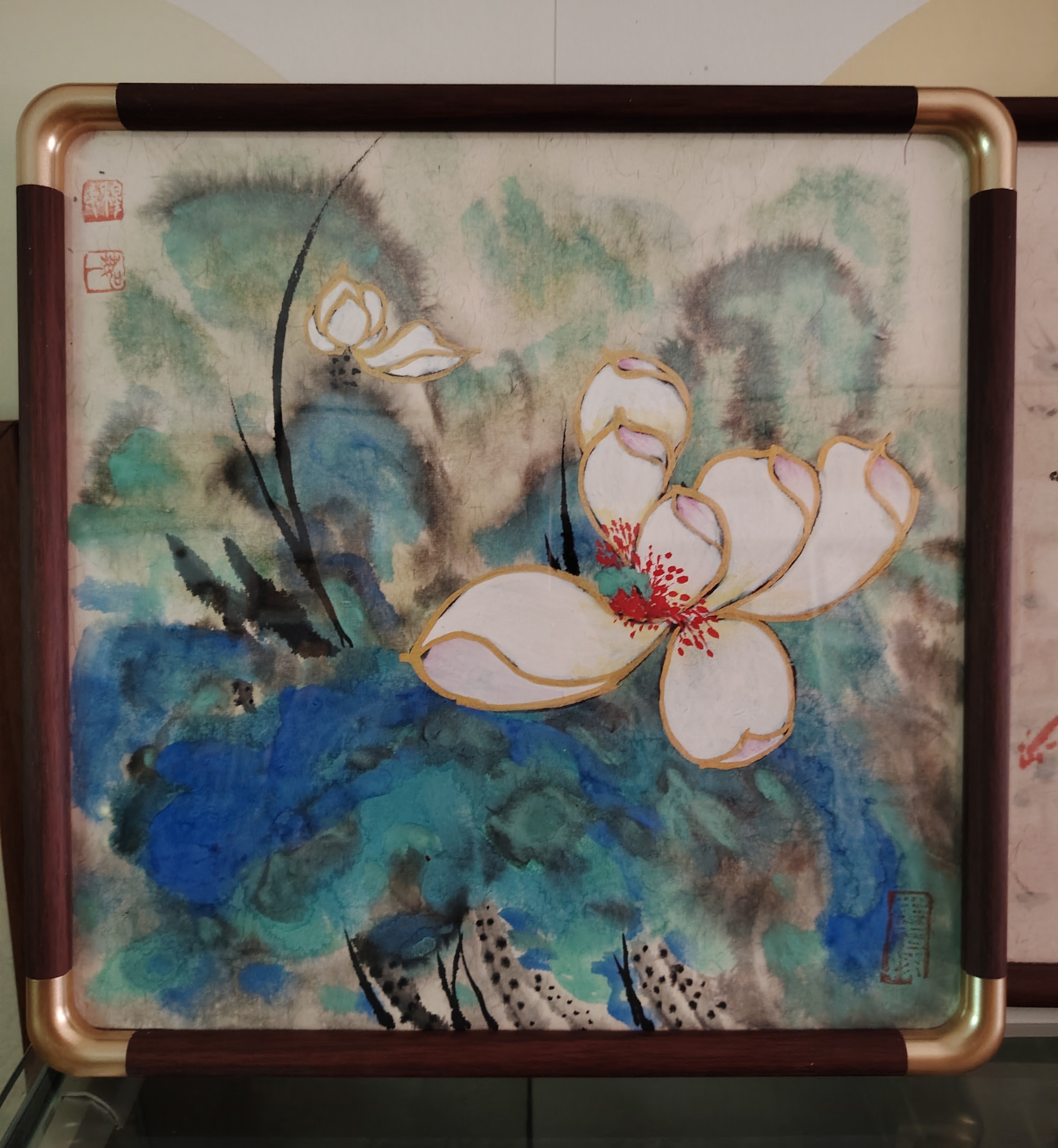 泼墨泼彩荷花小品国画适合茶室书房办公室装饰