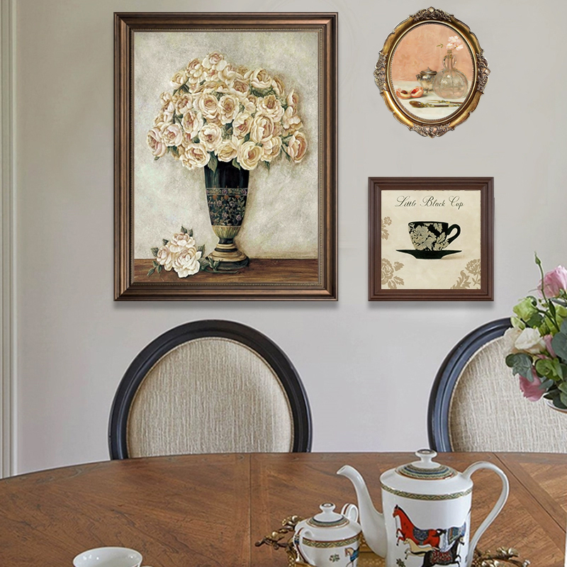 法式中古风餐厅挂画组合复古欧式客厅挂画组合画沙发背景墙壁画