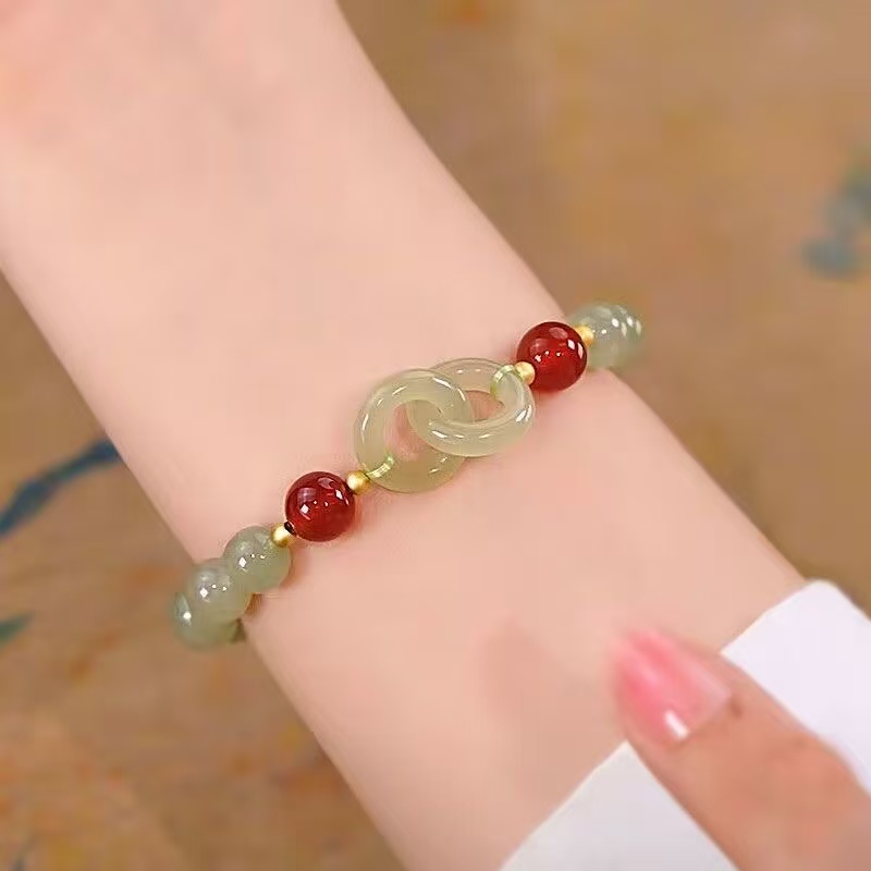 合金手链 环环相扣手链女ins小众设计平安扣手串女闺蜜生日礼物
