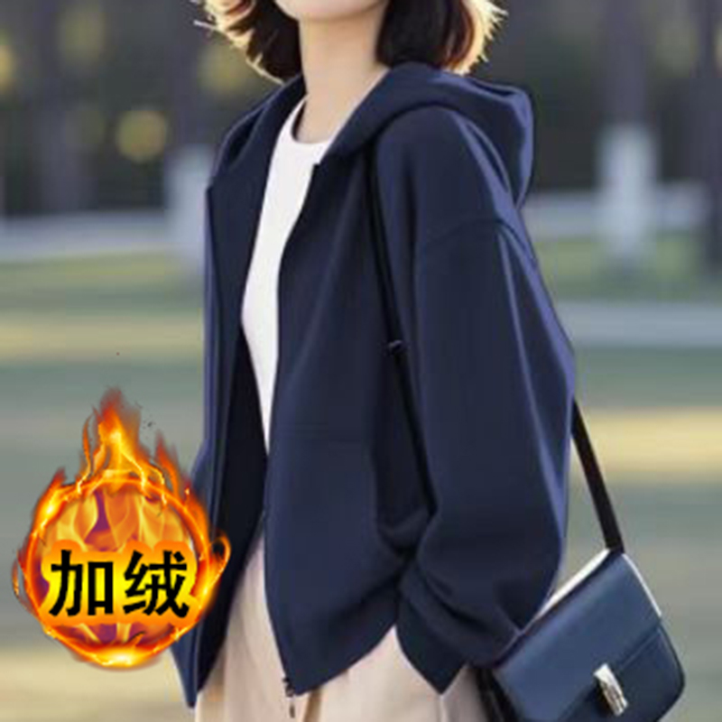 加绒加厚2025冬季新款卫衣外套女宽松休闲百搭显瘦休闲大码上衣