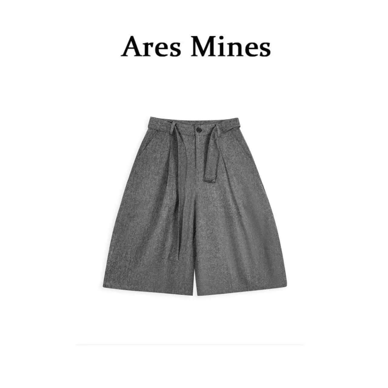 【盛朗熙AresMines】都市岛屿 日系满分毛呢加厚弯刀阔腿八分裤冬