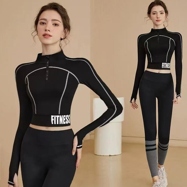 速干面料立领高领拉链紧身衣户外晨跑透气弹力运动瑜伽修身春秋显