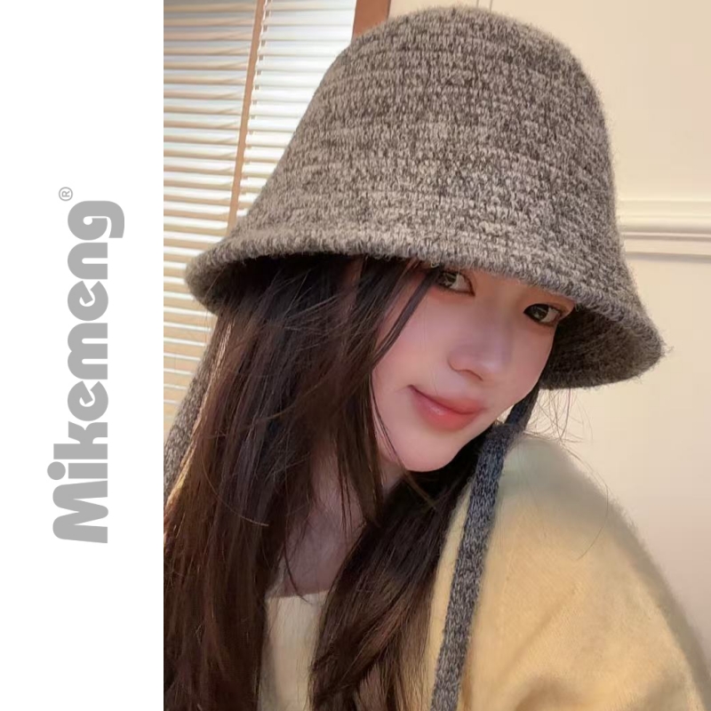 25秋冬新款渔夫帽子加厚保暖盆帽针织百搭毛绒纯色日系文艺网红