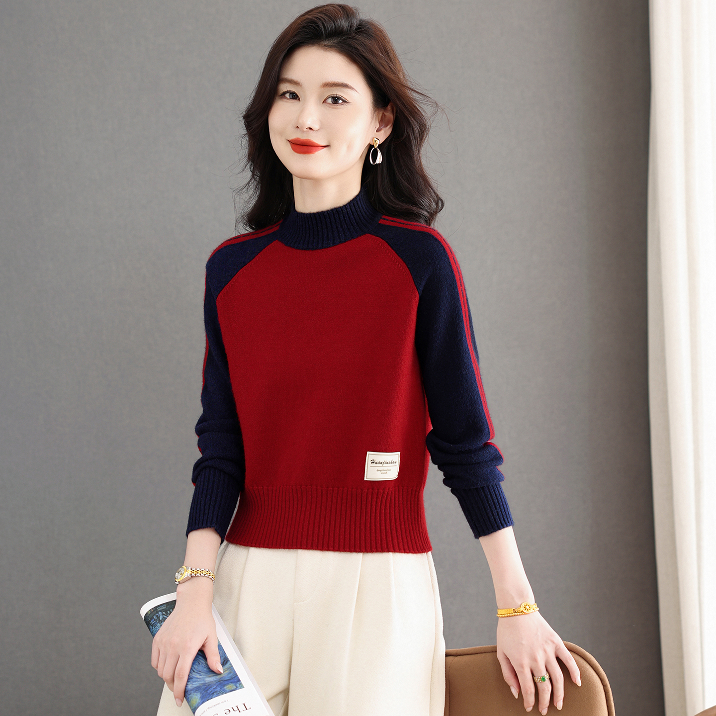 小个子短款毛衣女冬季2025新款高腰小款上衣半高领针织打底衫内搭