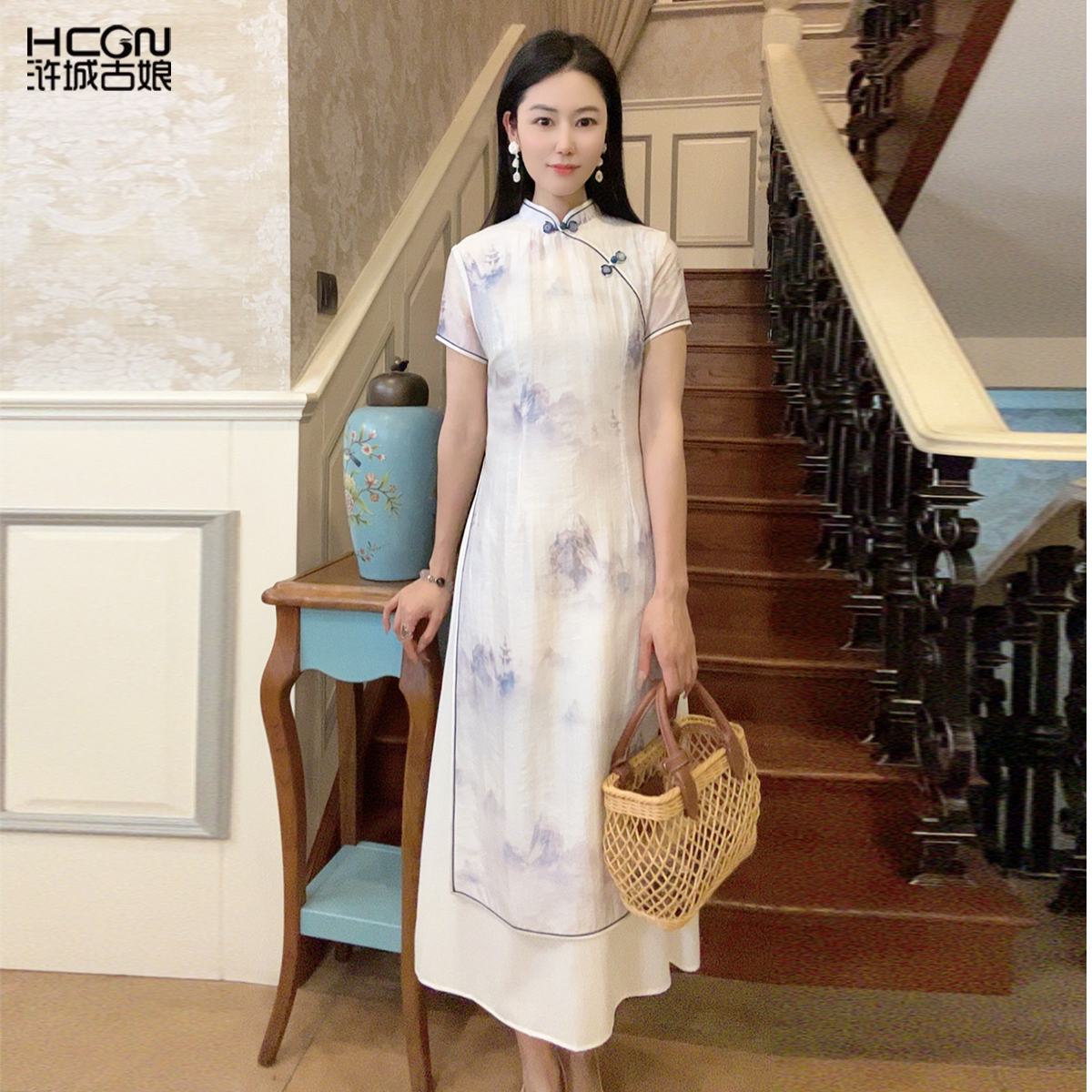 浒城古娘中式国风连衣裙女夏2025新款气质修身大气长裙WH0500314