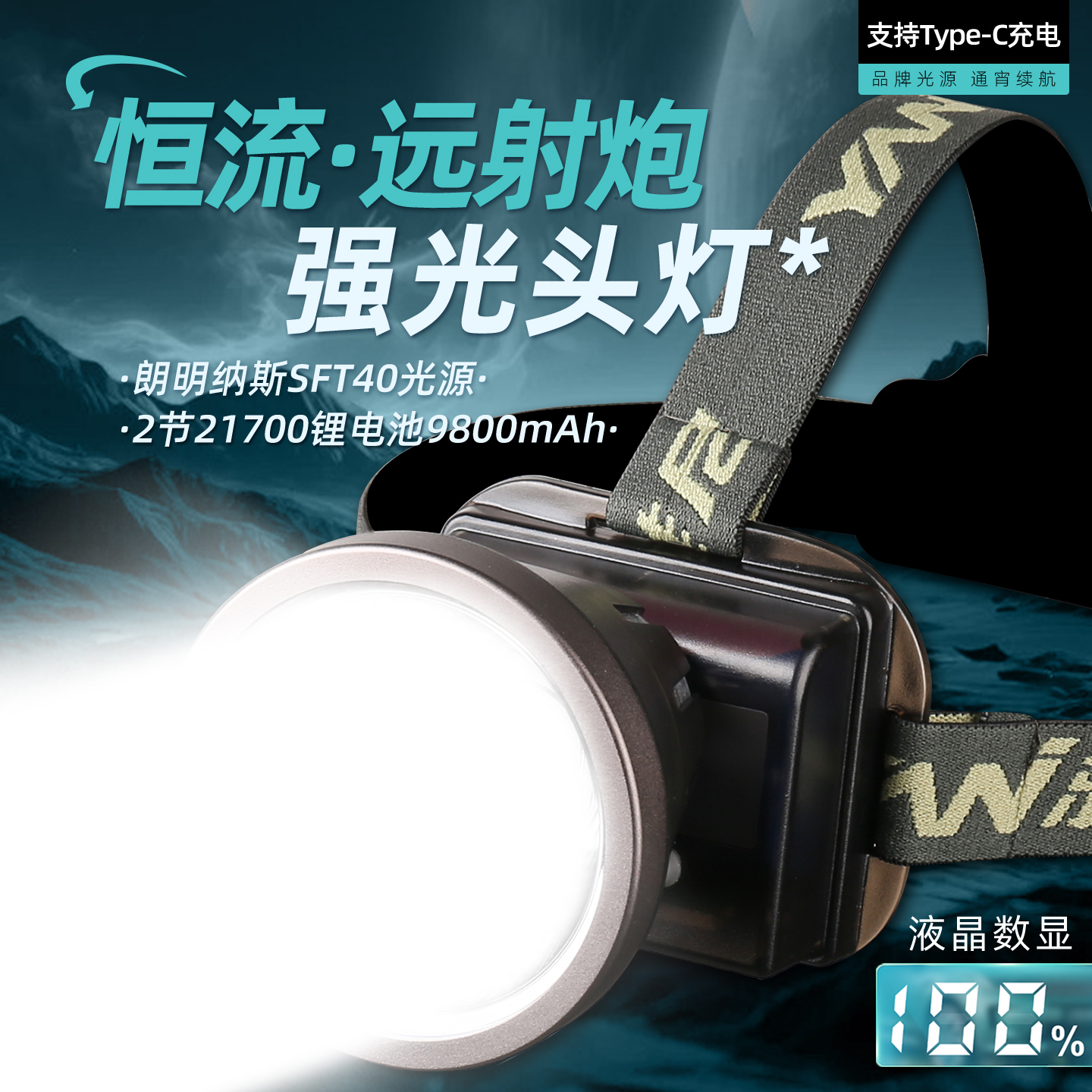 雅尼736FPro头灯强光充电超亮户外头戴式手电筒钓鱼续航超长锂电