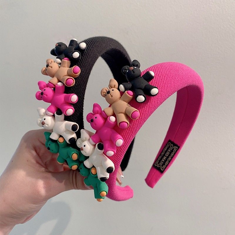 ins风清新小熊白质感妹显甜头箍气质合网红百搭压发无痕锌少女