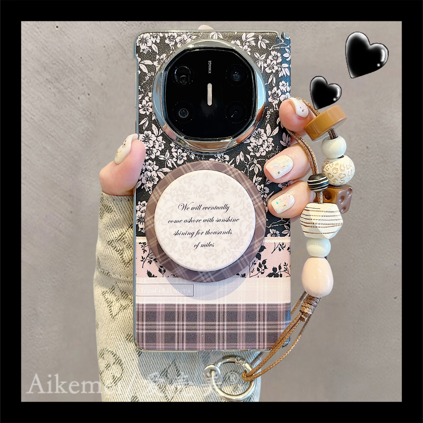 适用华为mateX6折叠屏手机壳MateX5典藏版皮质格纹X3花朵磁吸支架