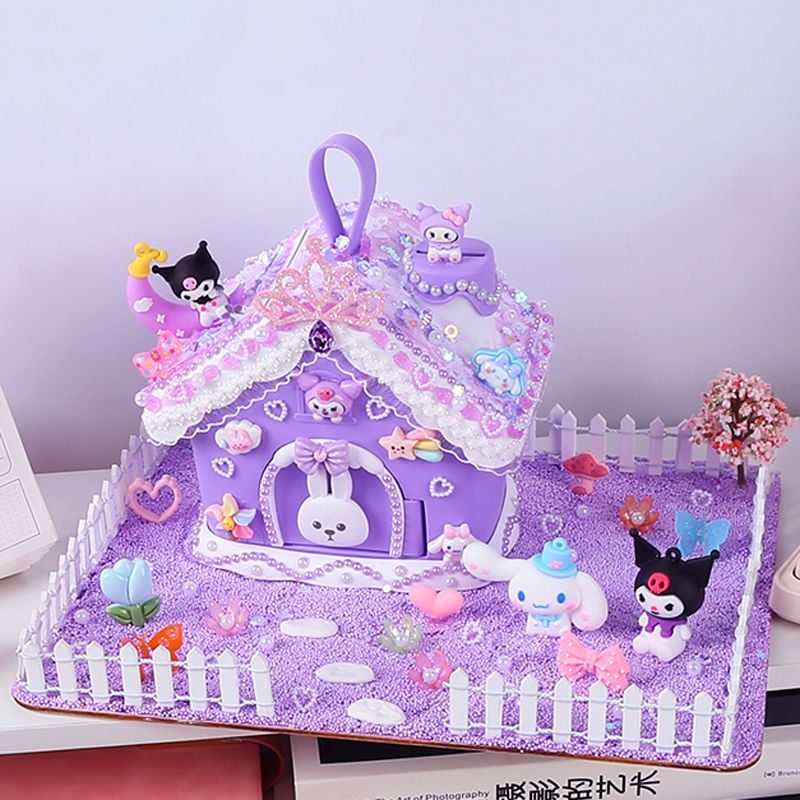 女孩手工diy玩具奶油胶存钱罐儿童粘贴制作材料包 储蓄罐收纳盒子