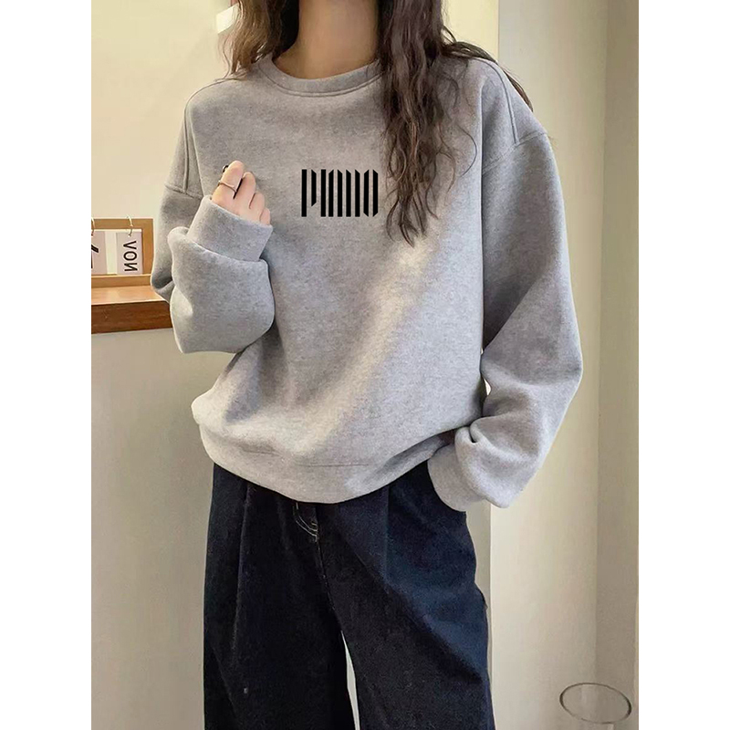 卫衣女2025新款爆款时尚洋气秋冬小个子圆领套头长袖印花纯棉上衣