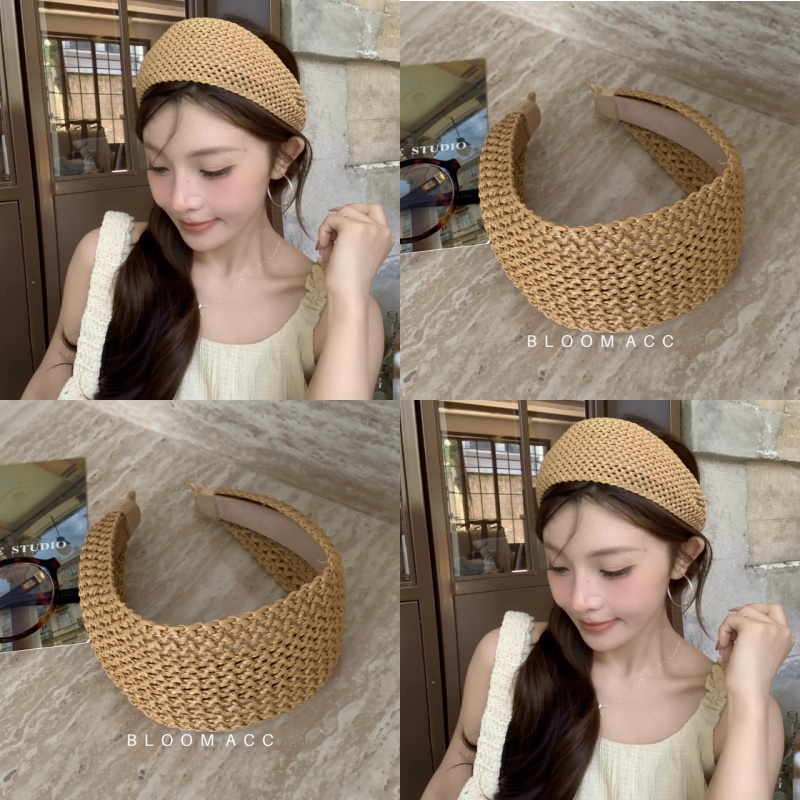 慵懒风草编发箍女高级感气质宽边头箍高颅顶显脸小发卡氛围感发饰