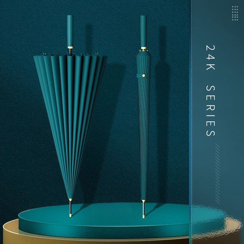 德系72骨自动长柄雨伞男商务加固抗风直杆伞简约大号暴雨家用AMH