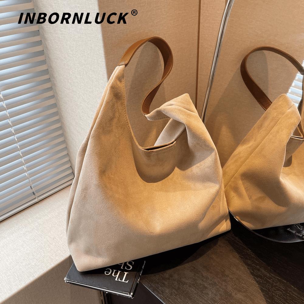 小众绒面包包女2025新款时尚大容量单肩腋下包休闲百搭通勤托特包