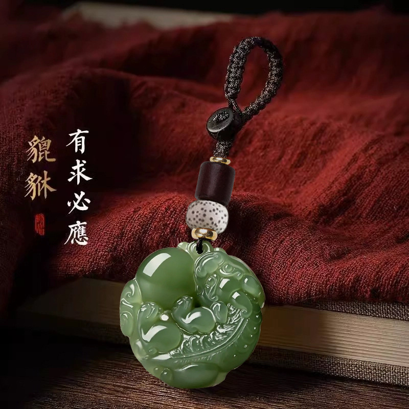 古法雕刻有求必应招財进宝随身驾车貔貅钥匙扣