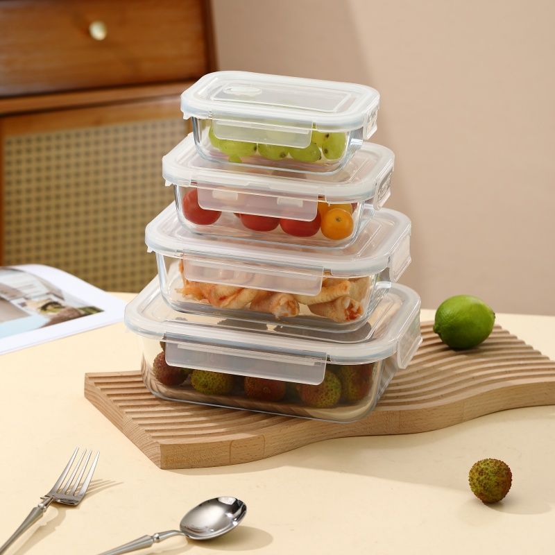 饭盒玻璃保鲜盒上班族微波炉加热大容量餐盒专用分格玻璃碗带盖