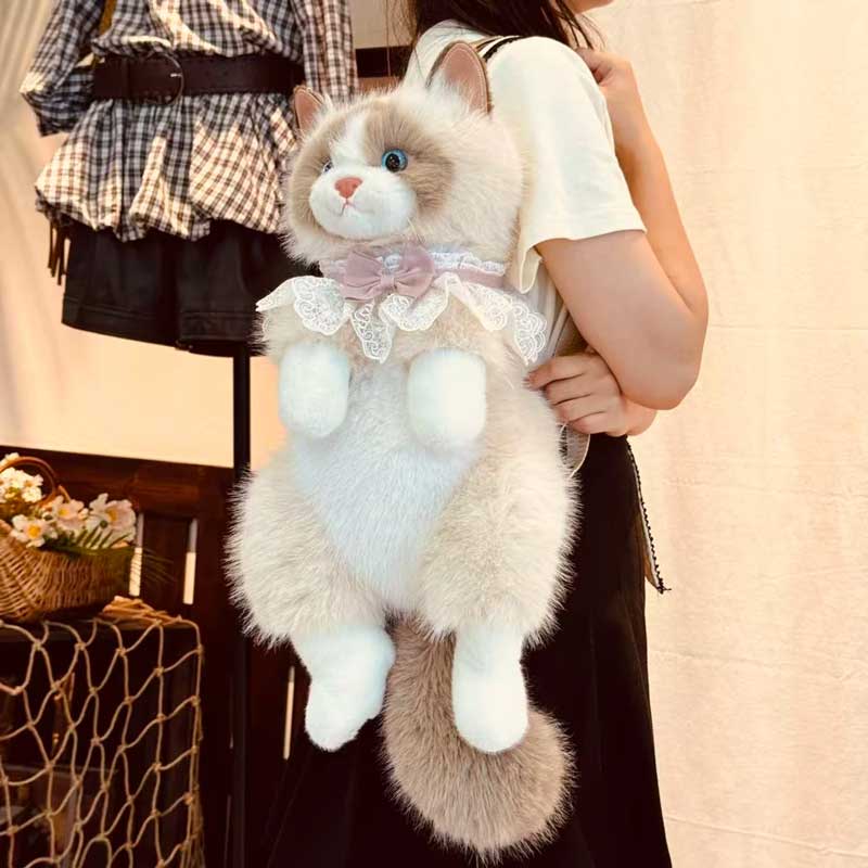 仿真会叫的布偶小猫咪可爱毛绒玩具公仔玩偶双肩包送女生生日礼物