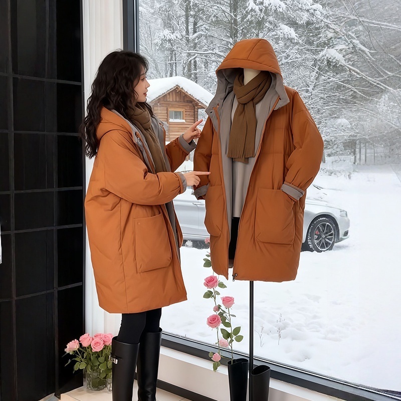 2026秋冬时尚休闲宽松显瘦加厚保暖棉衣季气质双面穿连帽棉服外套